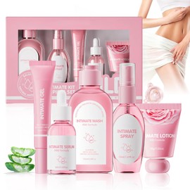 Intimpflege Damen, Intimwaschlotion Frauen Set con Waschlotion, Essenz, Care Gele, Schutzsalbe, Intimspray für Frauen, Schnelle Reinigung und Pfleges, 5 Artikel