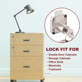 Naissian Cabinet Locks with Keys, Home Desk Lock for Drawer 7/8" Office Furniture Drawer Lock Latch, Pack of 1 Locks with 4 Keys Alike, Nickel