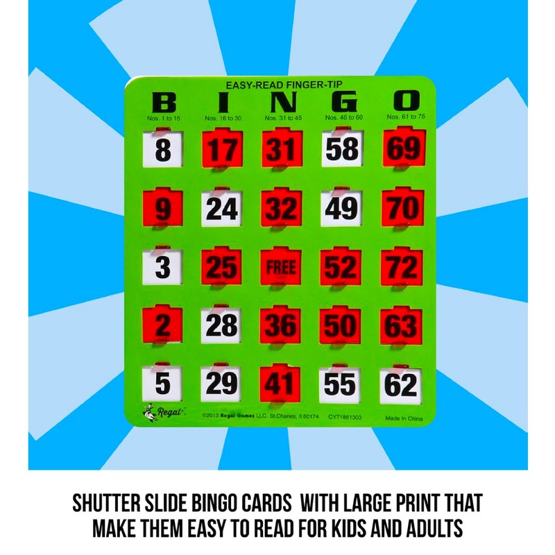 Regal Bingo Bulk Bingo Cards with Sliding Windows - Reusable