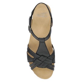 Dansko Tia Fisherman Wedge Sandal for Women - Contoured Footbed for All-Day Comfort and Support – Adjustable Hook & Loop Straps with Buckle Detail Black 9.5-10 M US