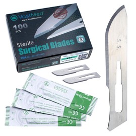 100PCs Dental Grade #10 Stainless Steel Sterile Surgical Blades by VASTMED | Individually Wrapped High Stainless Steel Dermablade Surgical Blade
