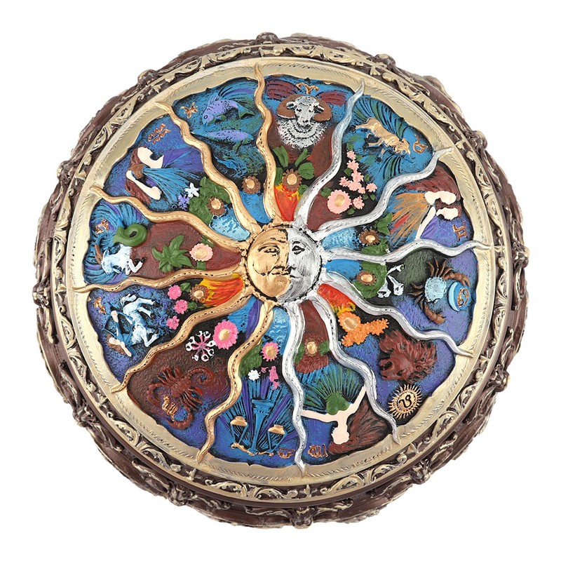 Vintage Music Box with 12 Constellations Rotating Goddess Twinkling LED