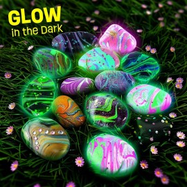 LAOESE 2 in 1 Rock Painting Art Kit - Glow The Dark Pouring multicolored