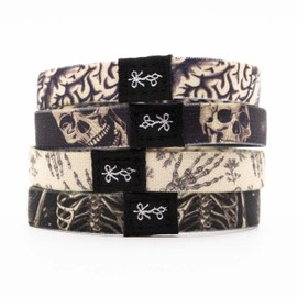The Longhairs Skeleton & Skull Hair Ties, No-Damage Elastic, Double-Stitched