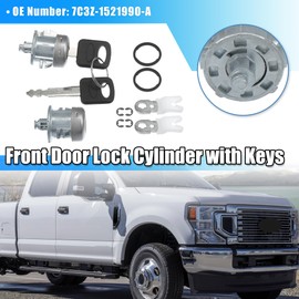 X AUTOHAUX 1 Pair Front Door Lock Cylinder Tumbler w/Key for Ford F150 F250 F350 F450 Explorer Expedition for Ranger E150 E250 E350 for Lincoln No.7C3Z1521990A Left Right Door Lock W/Clip