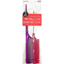 DONNA PREMIUM PEARL COMBO Pin Tail, Bone Tail COMBS Great for All Hair Type, Hair Styling Comb for Women, Men and Salon (PURPLE/PINK)