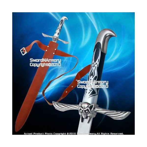 etrading 30" Assassin Flying Goblin Fantasy Sword with Leather Baldric Unsharpened Blade