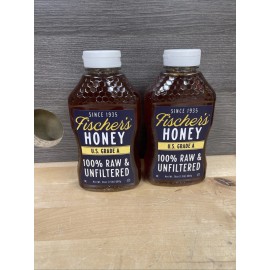 Fischer's 2 Pack Fischers Honey 24oz Raw and Unfiltered 100% US Grade Squeeze Bottle