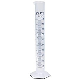 100ml Plastic Graduated Cylinder, Printed Graduations, Single Metric Scale, Polypropylene, Karter Scientific A-251Z1 (Pack of 50)