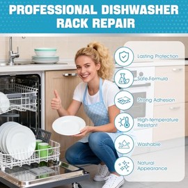 JAOJAO Dishwasher Rack Repair Coating, White Dishwasher Rack Repair Kit Professionally Restored Durable Long-Lasting Waterproof Safe Formula High and Low Temperature Resistant Easy to Operate, White 50ml