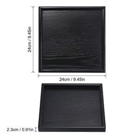 PATIKIL Wood Serving Tray 9.4 Inch, Square Decorative Platter for Home Decor Kitchen Table Candle Holder, Black