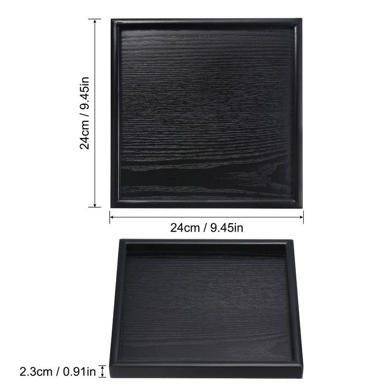 PATIKIL Wood Serving Tray 9.4 Inch, Square Decorative Platter for