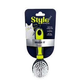 Style It Cat Grooming Brush for Short to Large Coats, De-Tangles Loose Hair, Reduces Shedding, Smooths Fur