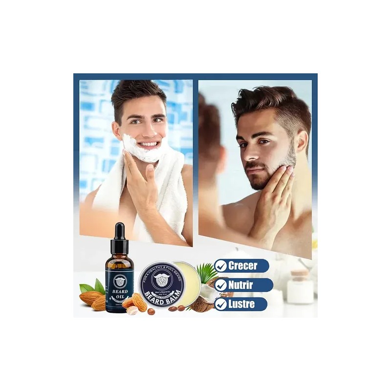 Kit Para Barba De 8 Piezas Con Aceite, Bálsamo Y