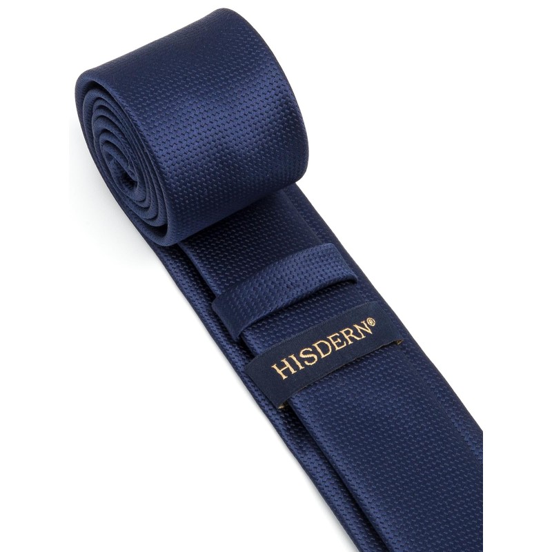 HISDERN Tie Men's Slim Ties for Men Solid Silk Tie