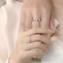 𝐇𝐨𝐢𝐬𝐲 Matching Rings for Couples Silver Wedding Rings His and Hers Set Matching Rings I Love You Heart Cz Adjustable