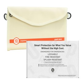 OOPTRA Fireproof Document Bag (Beige) – Waterproof Zipper – Lightweight & Portable – for Home, Office & Travel – Holds Files, Cash, Passport, Valuables – Fire & Water Resistant – with External Buckle