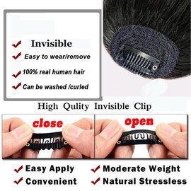 SUNFA Clip in Bangs 100% Real Human Hair Extensions Wispy Fake Bangs Hair Clip on Bangs for Women Fringe with Temples Hairpieces Bangs for Daily Wear Natural Black