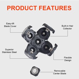 2 Pack Shaver Replacement Blades for Fre*bi*d Bald Men Head Shaver Kit, 5 Blades Head Shaver Replacement Heads,Head and Face Electric Razor Shaver Heads