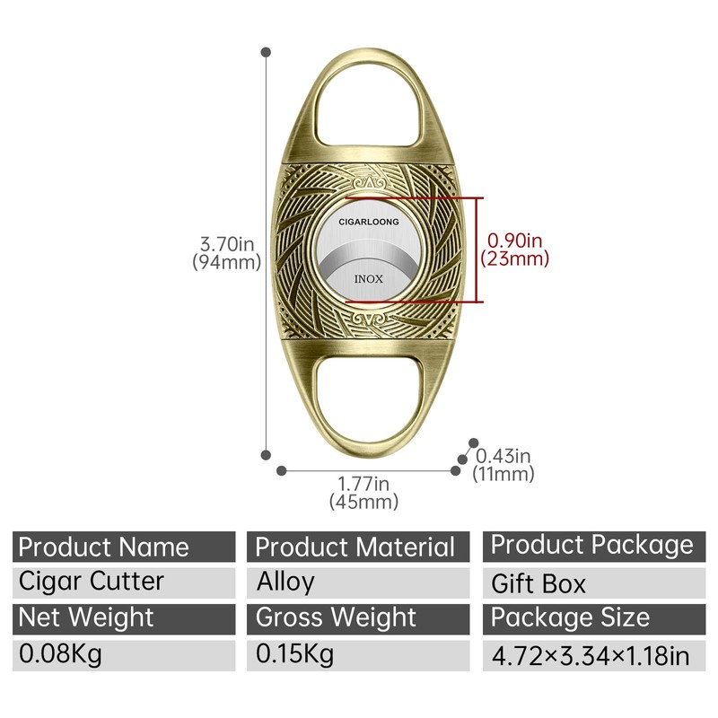 Cigar Cutter Double Sharp Blade Carving Cutter for Straight Cut