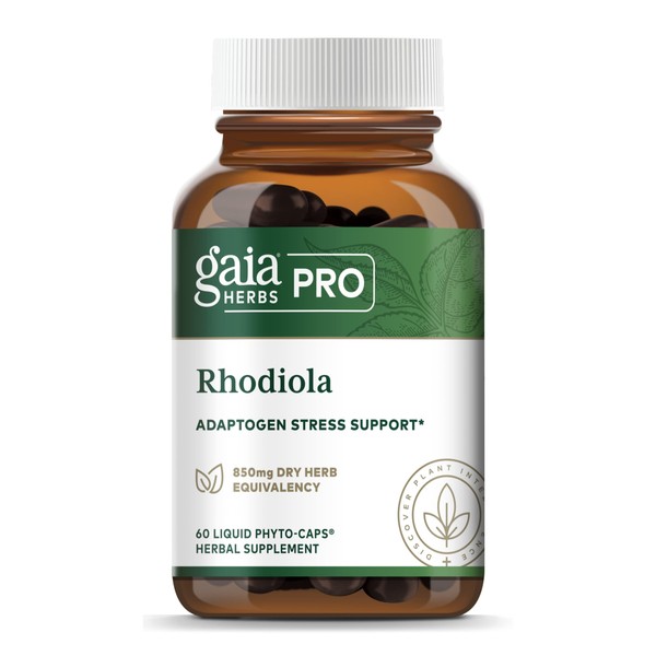 Gaia PRO Rhodiola - for Adaptogen Stress Support & Relief - with Rhodiola Rosea, Rosavins, & More - 60 Vegan Liquid Phyto-Capsules (60 Servings)
