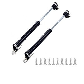 120N/27 lb Gas Strut Cabinet Hinge Safety Lift Support, Soft Open & Down Lid Support & Buffer Telescopic Cabinet Door Glue Head Gas Spring Supports 10 inch Length Black (2 Pack)