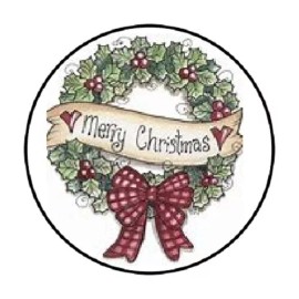 Homemade 48 CHRISTMAS WREATH BOW ENVELOPE SEALS LABELS STICKERS 1.2" ROUND