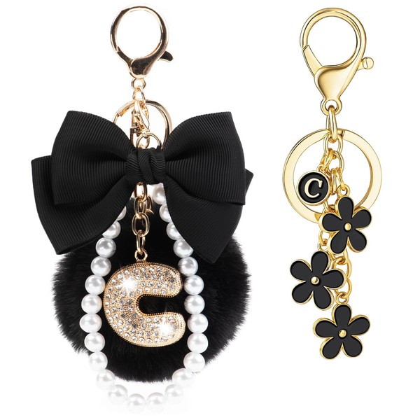 YOU WIZV Bling Initial Keychains for Women Girls Purse Bag