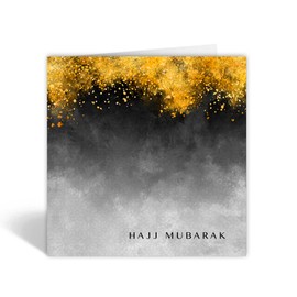 Hajj Mubarak Card, Islamic Cards, Muslim Cards, Eid Mubarak Cards - Black and Gold