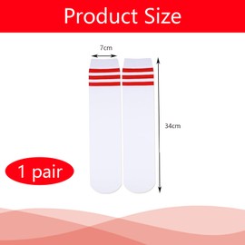 JeiibrZui Knee High Socks for Women, Casual Thigh High Socks, 1 Striped Long Tube Stockings for Women for Daily Wear, Sports, Cosplay and Fancy Dress