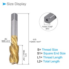 CoCud Spiral Flute Threading Tap, M20 x 2.5 Thread Size 4 Flutes, High Speed Steel Tapping Tool - (Applications: for Processing Holes & Sticky Materials)