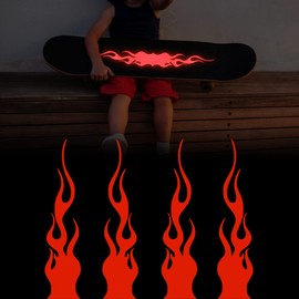 TOMALL 4 Pieces 20 cm Reflective Stickers Car Vinyl Racing Racing Flame Stripes Sticker Golf Cart ATV Motorcycle Bicycle Skateboard Laptop DIY Decoration (Red)