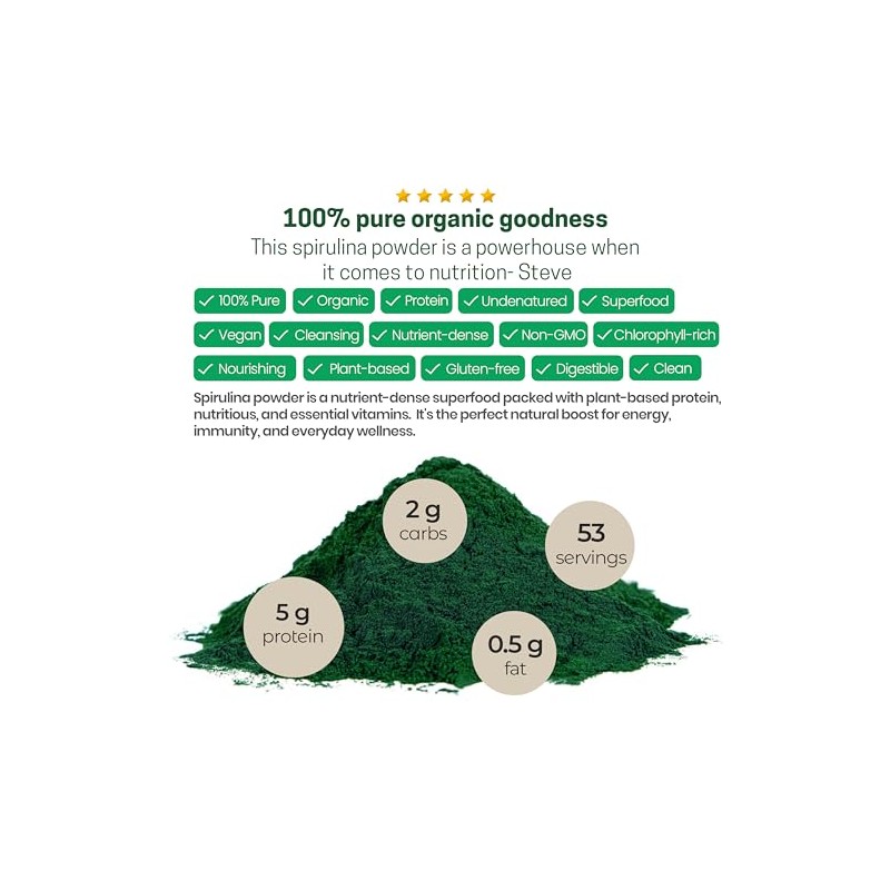 Organic Spirulina Powder, 1 Lb by Sunburst Superfoods