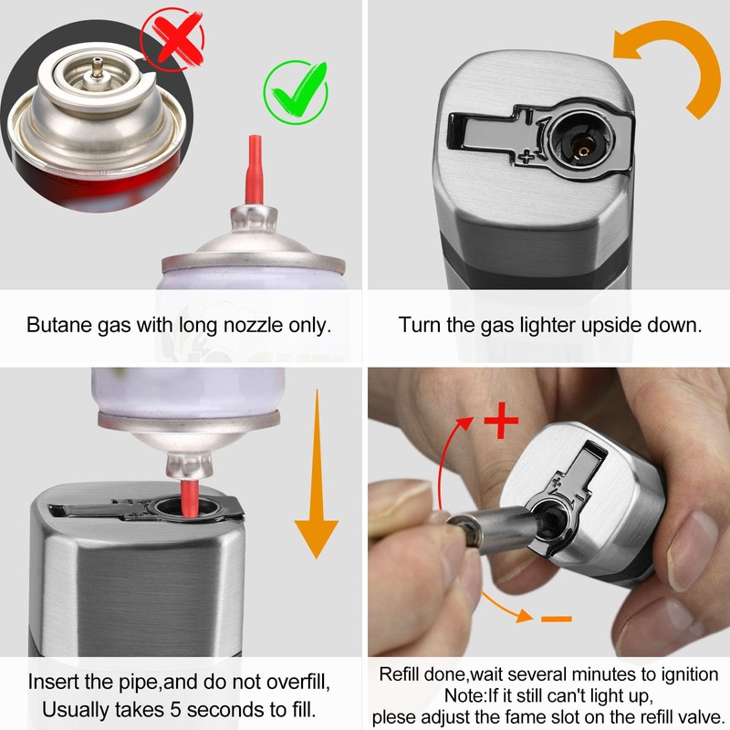 FLABOX Four Jet Flame Torch Lighter with Punch and Holder,