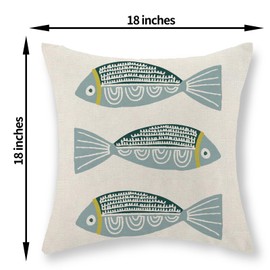 GOLIANDA Coastal Pillow Covers 18 x 18 Inch Set of 2 Ocean Beach Blue Fish Throw Pillows Summer Natical Outdoor Decorative Pillow Cases Linen Farmhouse Cushion Case for Couch Home Sofa Bedroom Decor