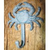 Vintage 3 Heavy Cast Iron Blue Crab Towel Hanger Coat