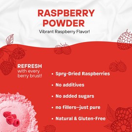 Raspberry Powder 16 oz | Pure Spray-Dried Raspberries for Smoothies, Baking, Health Drinks | Healthy and Flavored Drink