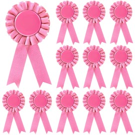 12 Pieces Blank Award Ribbon Prize 1st Place Rosette Medal Winner Victory Recognition Participation Ribbon for Competition Sport Event School Contest(Pink)