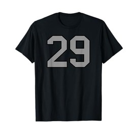 Number #29 Sports Team Black Silver Varsity Number T-Shirt