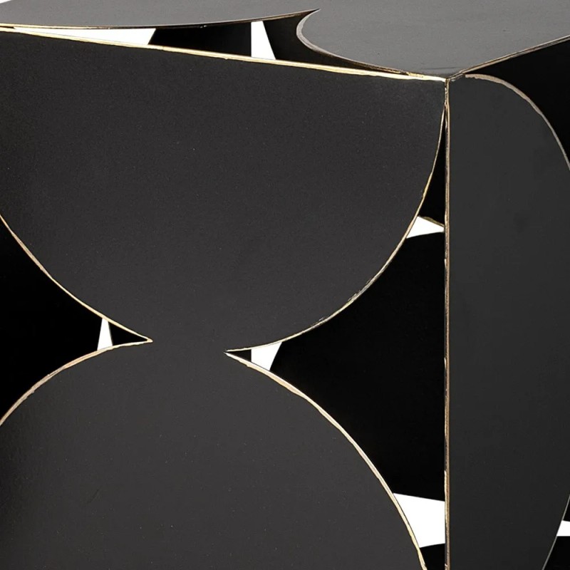 Homeroots 8" Contemporary Black Metal Geo Cube Sculpture