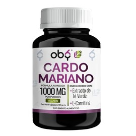 Cardo Mariano Silimarina 100% Natural + Extracto Te Verde + L Carnitina | Milk Thistle | Vitaminas Mujer y Hombre | Oby Suplemento Alimenticio Vegano|