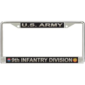 US Army 9th Infantry Division Military Veteran Stainless Steel Car Truck License Plate Frame Car Tag Holder