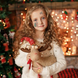 Beavorty 2sets Cartoon Stickers Kids Temporary Glitter Set Christmas Xmas Party Favors 6sheets*2