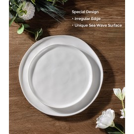 GBHOME Ceramic Dinnerware Sets for 4, 12 Pieces Porcelain Lightweight Plates and Bowls Sets, Scratch Resistant Dish Set, Oven & Microwave & Dishwasher Safe, Angel White