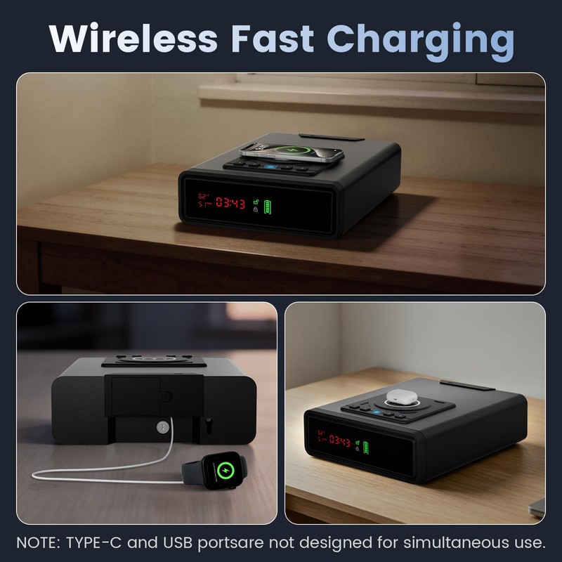 XDeer Biometric Gun Safe for Handgun with Wireless Charging, Quick