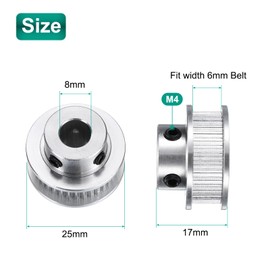 uxcell GT-2 36T Pulley Synchronous Wheel 8mm Bore, Aluminum Timing Pulley 36 Teeth, Fit Width 6mm Timing Belt for 3D Printer CNC Machine (with A Wrench)
