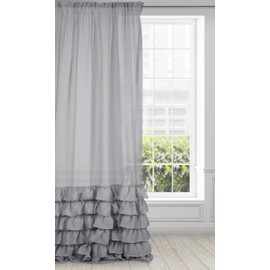 Eurofirany Dolly Curtain, Smooth Valance with Ruffles, Transparent Curtain, Ruffle Tape, 1 Piece, Transparent, Elegant, High Quality, Glamour, Bedroom, Living Room, 140 x 250 cm, Steel Grey