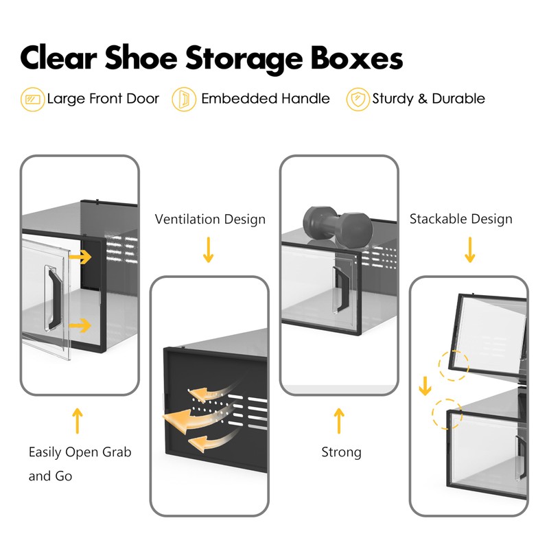 SEE SPRING X-Large Shoe Storage Box Fit Size 11, Clear