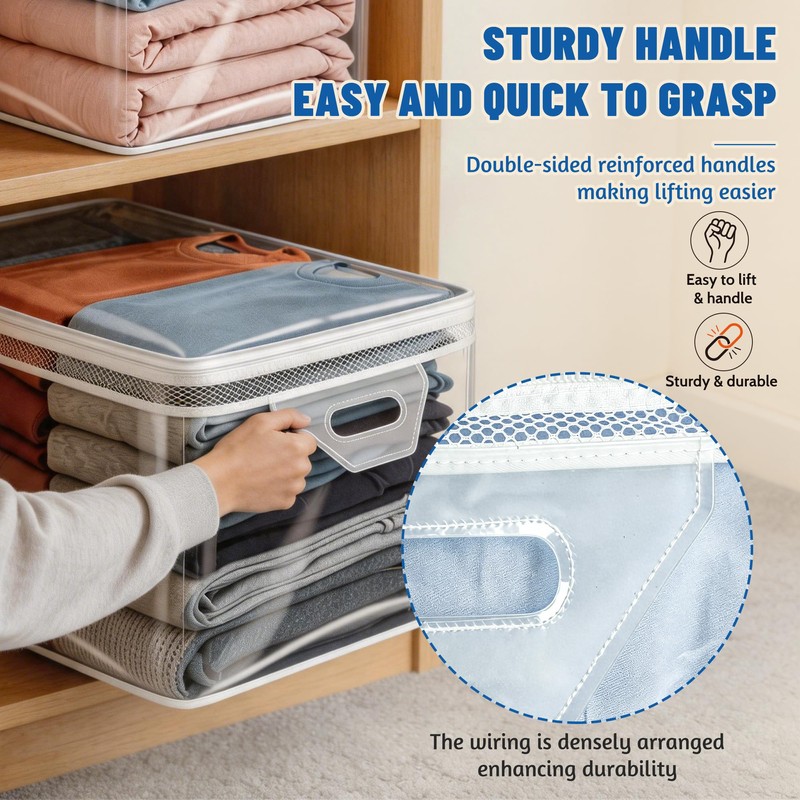 2 Pack 20 Gallon Clear Storage Bags for Clothes with