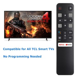 Remote Control (RC802V FNR1) Replacement for All TCL TV, Compatible for All TCL LCD LED QLED 3D 4K UHD Smart TV with Shortcut Buttons, Without Voice Function